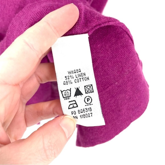 BODEN Linen Button Up Short Sleeve Scoop Neck Rolled Cuff - Picture 6 of 6